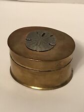 Vintage Metzke Bronze Oval Trinket Box Pewter Sand Dollar on Lid 3-5/8 Inch picture