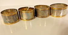 Vintage Macy's Silver with Brass Trim Napkin Rings Set of 4 NWT- Patina picture