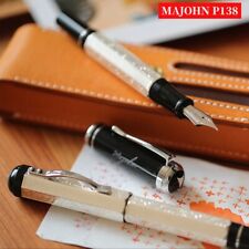 IN STOCK MAJOHN P138 Piston Metal Etching Fountain Pen EF/F/M/Flat Nib Ink Pen picture