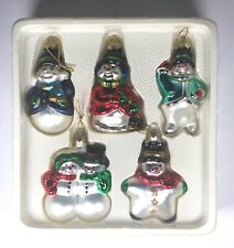 Lot of 5 Glass Christmas Ornaments Snowman 3.5” picture