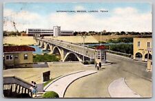 International Bridge Laredo Texas Birds Eye View Waterway Vintage WOB Postcard picture