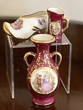 Vintage Limoges Porcelain Miniatures. Double Handled Urn, Jug & Shoe / Clog picture