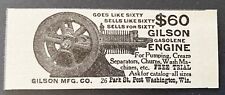 Antique 1910 GILSON MFG CO Vtg Small Farm Gas Engine Print Ad~Port Washington,WI picture