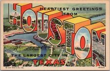 HOUSTON, Texas Large Letter Greetings Postcard Curteich Linen c1947 - Unused picture