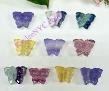 Wholesale Lot 10 Pcs 1” Natural Candy Fluorite Butterfly Carving Healing Energy picture