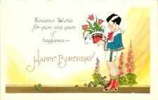 Sincerest Wishes For Years And Years Of Happiness Birthday Postcard c1920s-30s picture
