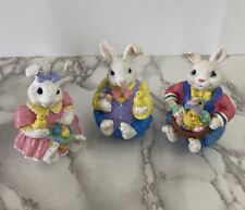 Midwest of Cannon Falls Heavy Resin Set of 3 Bunny Figurines Easter Cottage picture