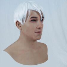 European simulation handsome boy silicone mask/white-haired teenager silicone ma picture