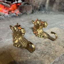 French Antique Horses Heads 1920s Bronze Coat Hangers Wall Mount France picture