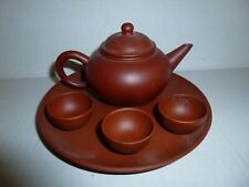 Chinese Yixing Ware Miniature Tea Set Teapot, tray & 3 Cups picture