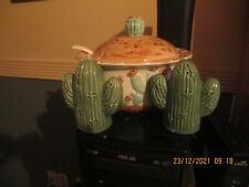VTG SOUTH WEST SERVING BOWL WITH CATUS ON LID AND CATUS SALT &PEPPER SHAKERS picture