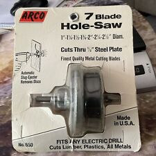 RARE Vintage ARCO 7 Blade Hole-Saw No.650  Fits Any Electric Drill USA Made NOS picture