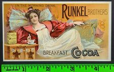 Vintage 1890 Runkel Brothers Chocolate Cocoa E-UNC Candy Card picture