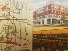 C 1940s Hotel Thomas Vignette Exterior Interior Map Chicago Heights IL Postcard picture