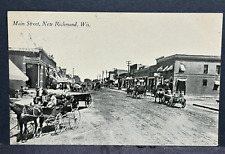 Postcard Main Street New Richmond Wis. Horse & Buggy ~ 1917 picture