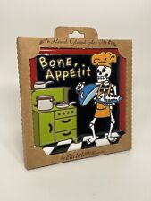 Earthtones Hand Glazed Art Tile Day Of The Dead Skeleton Chef Bone Appétit (NIB) picture