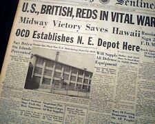 BATTLE OF MIDWAY Carriers Aircraft Fighters VICTORY 1942 World War II Newspaper picture