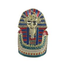 Kubla Crafts King Tut Secret Trinket Box Enameled With Austrian Crystals Accents picture
