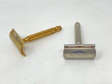 Two 1950s Gillette Ball End Tech Vintage Three Piece Double Edge Safety Razors picture