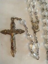 Vintage Catholic Clear Glass Rosary 17
