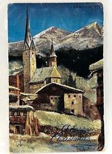 Vintage Oilette Tuck's Village In The Alps Postcard picture