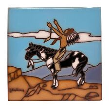 Leone Kuhne Art Pottery Tile Trivet Earthtones Native American Southwest Horse picture