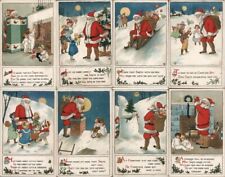 Set of 8 ~Tuck Santa Claus with Children ~Snow~Sled~Toys~Christmas Postcards Lot picture