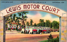 CHATTANOOGA, TENNESSEE - LEWIS MOTOR COURT MOTEL - LINEN POSTCARD picture