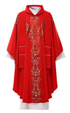 Catholic Chasuble Vestments Robe Cope Church Clergy Priest Pastor Embroidery Red picture