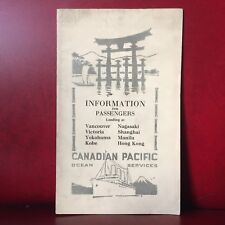 1920’s Canadian Pacific Ocean Liner Travel Passenger Brochure Booklet Hotel Info picture