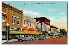 c1940 Business Section South Main Street Brokerage Harrisburg Illinois Postcard picture