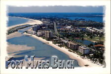 Florida Fort Myers Beach aerial view west coast ~ unused postcard sku749 picture