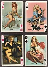 4 Vintage GIL ELVGREN Paintings as TENs 10's on Mint Pinup Playing Cards  1953 picture