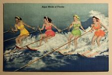 Postcard Aqua Maids Water Skiing Cypress Gardens Florida 1948 picture