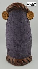 Ceramic-Purple/Brown Engraved Oval Vase picture