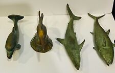 VINTAGE 1940s SRG (SELL RITE GIFTS) BRONZE PATINA SHARK/SWORDFISH/TUNA/DOLPHIN picture