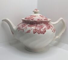 Vntg Johnson Brothers Strawberry Fair 4c. Tea Pot w/Lid Pink+White Some Crazing picture