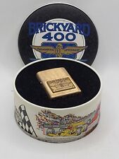 1995 Zippo Lighter, Solid Brass, Brickyard 400, Sealed In Display Tin picture