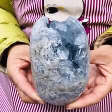 2.55LB Natural Beautiful Blue Celestite Crystal Geode Cave Mineral Specimen 193 picture