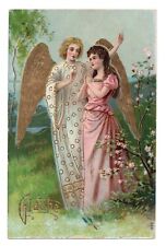 Guardian Angel . CPA with gilding picture