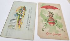 2 Antique Posted Easter Postcards - Chicks Parachute picture
