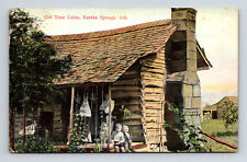 Small Old Time Log Cabin Family Dog Homestead Eureka Springs AR Postcard picture