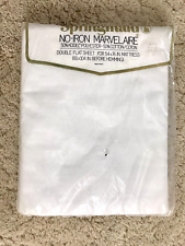 Springmaid Flat Sheet No-Iron Muslin Marvelaire White Double Cotton Blend USA picture