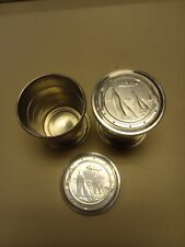 Vintage Collapsible Tin/Aluminum Cup Pair Boat Scene Travel picture