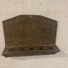 UNIQUE ANTIQUE  BRASS PUNCH HOLE DESIGN WALL MOUNT PIPE HOLDER  picture