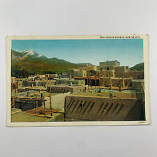 Postcard New Mexico Taos NM Native American Pueblo 1937 Posted White Border  picture