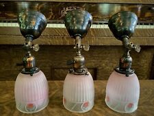 3 Antique Gasoliers  Wall sconce copper flashed japanned Edison Patented Shades picture