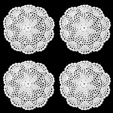 White Vintage Crochet Doilies 8 Inches round Cotton Handmade Lace Placemats Craf picture