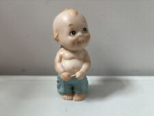 Vintage Lefton Kewpie Doll Baby Drooping Pants Bisque Porcelain Blue Wings picture