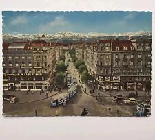 Postcard Vtg Bahnhofstrasse Zurich Switzerland Shopping Cars Railcars 1930s READ picture